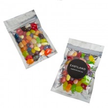 Silver Zip Lock Bag with JELLY BELLY Jelly Beans 50g