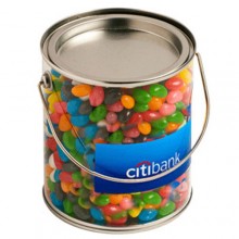 BIG PVC BUCKET FILLED WITH JELLY BEANS 900G (Corp Coloured or Mixed Coloured Jelly Beans)