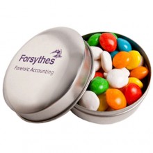 CANDLE TIN FILLED WITH CHEWY FRUITS (SKITTLE LOOK ALIKE) 50G
